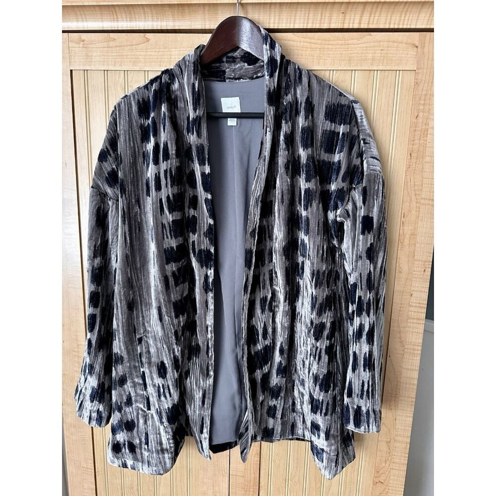 J.JILL Pure Jill Shibori Print Crushed Velvet Jacket Open Front Size Small